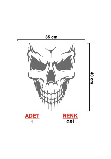 Kuru Kafa Sticker Model 1 - Oto Sticker - Araba Sticker - Araç Sticker - 35cm X 40cm - Gri