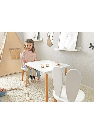 Bee Smart Ms-11 Beyaz Naturel Masa Sandalye Seti 1 Masa 2 Sanda BEESMART.010 Diğer