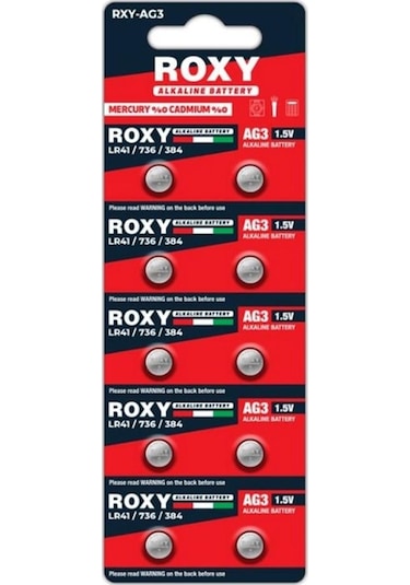 Roxy Rxy-ag3 Lr41/736/384 Alkalin Pil 10&apos Lu Paket 5131