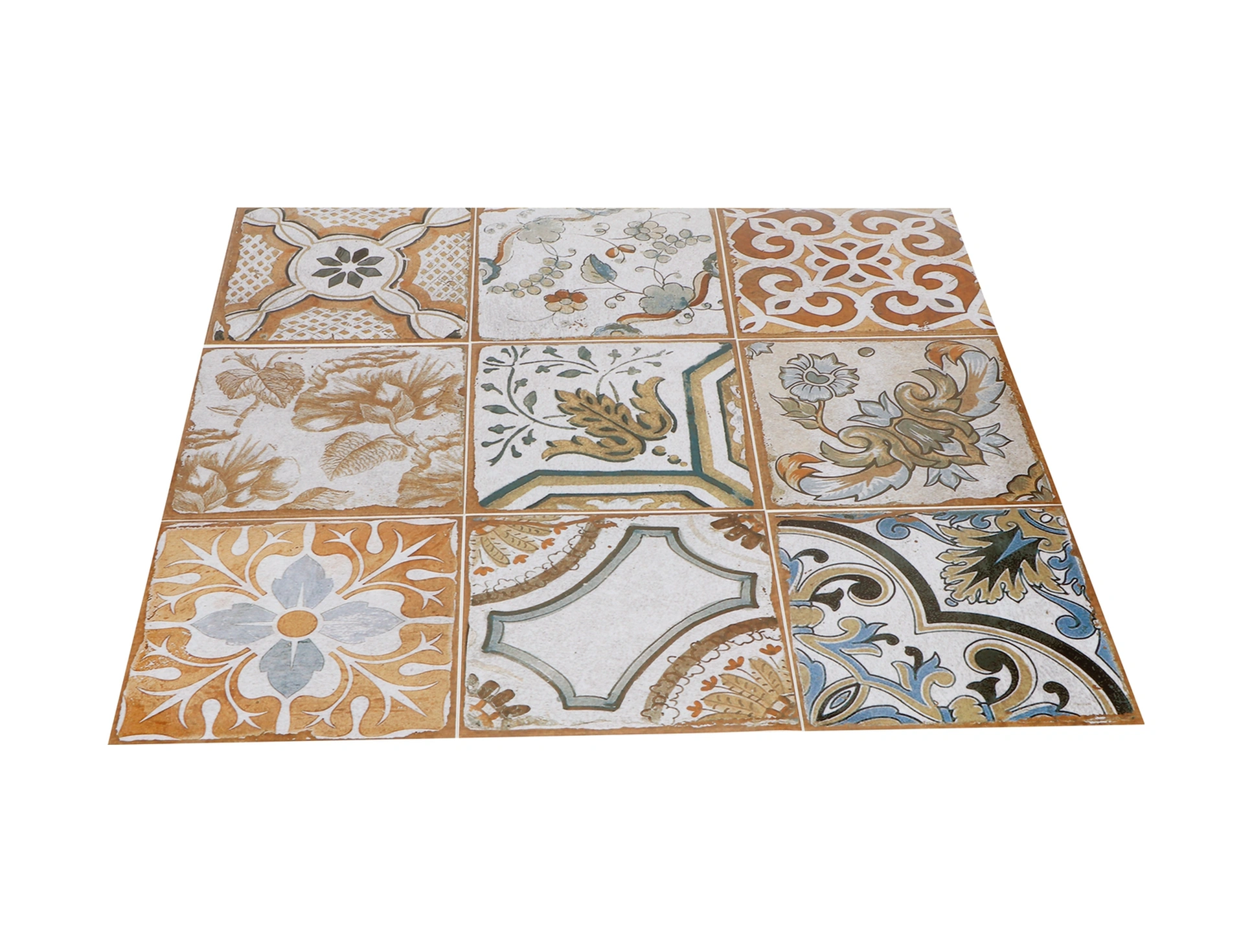 Mufunye Pvc Retro Renkli Simülasyon Çini Desenli 24 Adet 15x15cm Ev Dekorasyonu Otomatik Yapışkan Suya Dayanıklı Duvar Sticker Diğer