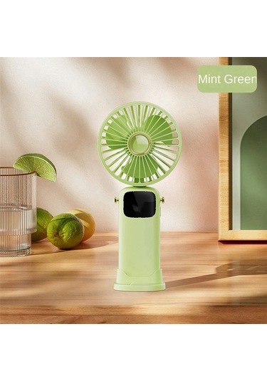 Öğrenci Yeşili Için Ekranlı 3000mah Yaz El Tipi Katlanır Fan Cluknt Yeşil