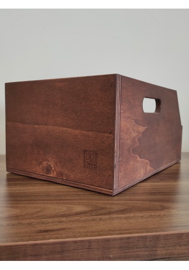 Ahşap 45lik Plak Sandığı - Organizer Kutu - Kestane Rengi Wooden 45 Record Box Koyu Kırmızı