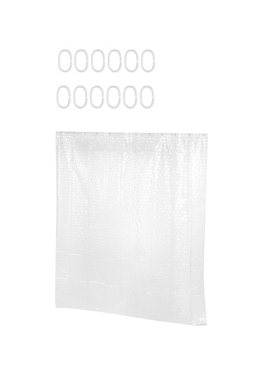 Şeffaf Eva Duş Perdesi Astarı Su Geçirmez Şeffaf 3d Su Kare Banyo Perdesi 71 İnç X 79 İnç, 12 Kanca Diğer