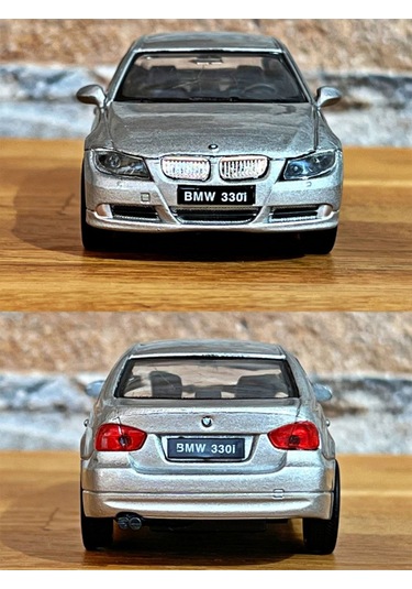 Bmw 330i Çek Bırak Die - Cast Metal Model Araba - Gri 11.5 Cm