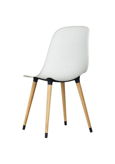 Vilinze Eames Naturel Ahşap Ayak Plastik Beyaz Sandalye