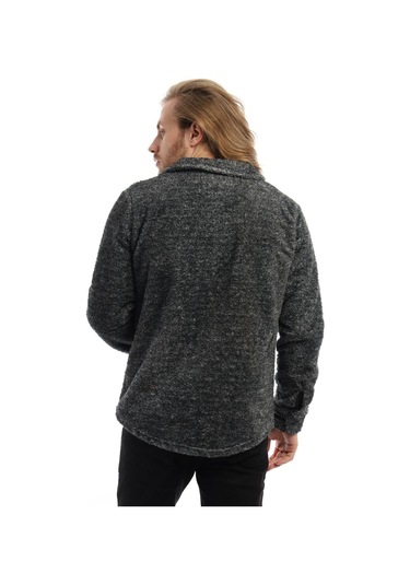 Erkek Çıt Çıt Detaylı Cepli Peluş Ceket Antrasit-melanj Antrasit Melanj