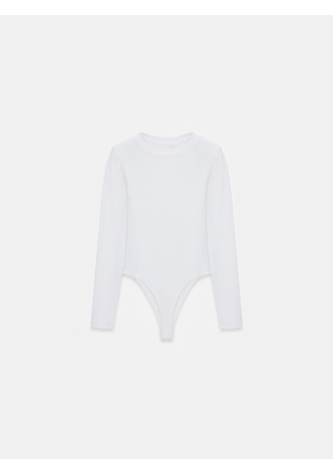 Dilvin 32695 Uzun Kollu Bodysuit-beyaz Beyaz