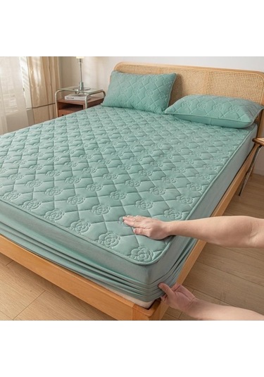 Novahub Simmons Yatak Örtüsü Açık Yeşil Tek Parça Koruyucu Kapak İdrar/su Geçirmez Açık Yeşil