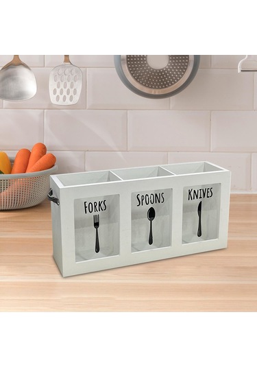 Suntek Mutfak Eşyası Tutucu Modern Çatal Bıçak Takımı Beyaz