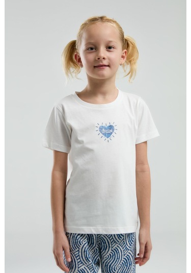 Arnetta Garson Kız Çocuk Dream Shine Bisiklet Yaka Kısa Kollu Pijama Takım Beyaz