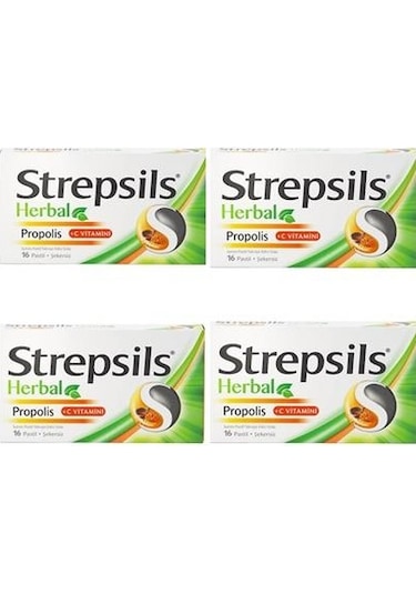 Strepsils Herbal Propolis Aromalı 16 Pastil 4'lü