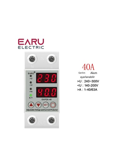 40 A63a230v Din Ray Ayarlanabilir Aşırı Gerilim Koruma Cihazı Koruma Rölesi Aşırı Akım Koruma Sınırı Eapdx-40