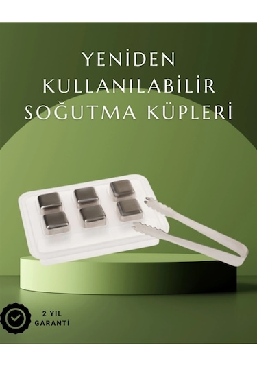 Paslanmaz Çelikten Üretilmiş Metal Buz Küpü Seti Ve Buz Klipsi Çok Renkli