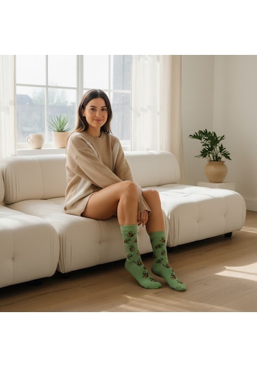 Gost Liria Tortoise Socks Desenli Unisex Soket Çorap Yeşil