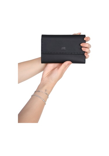 Mft Leather Hakiki Deri Kadın Cüzdan Swiss 9966 Flother Siyah