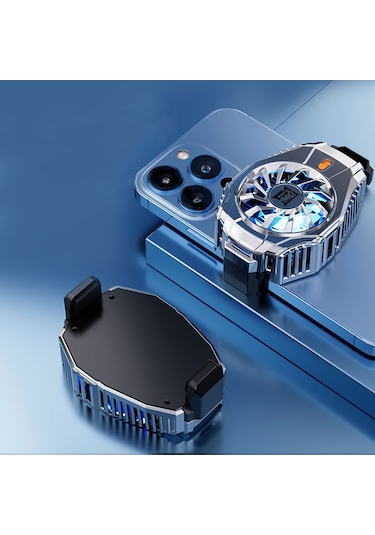 Kilifone - Telefon Soğutucu Fan N15 Gümüş Kaplama 2 Kademeli Tec Soğutma Sistemli Telefon Soğutucu Fan - Gümüş - T28594