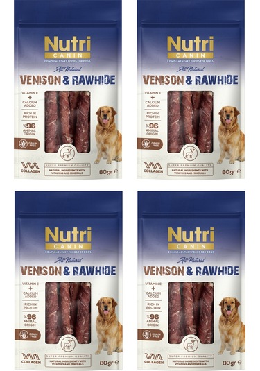 Nutri Canin Rawhide Geyik Eti Sargılı Kemik Köpek Ödülü 80 Gr. X 4 Adet