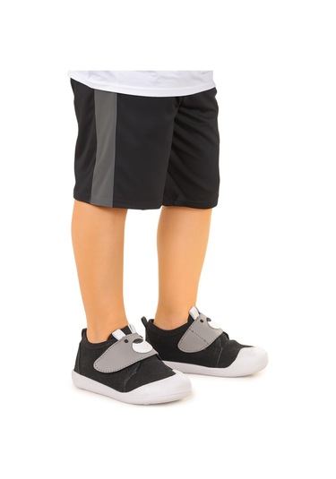 Kiko Kids Winni Cırtlı Erkek Bebek İlk Adım Panduf Ayakkabı Siyah