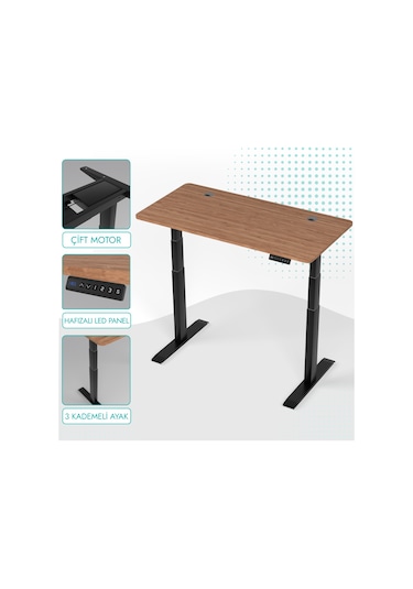 Karr Office O-Flex O2S8 Duo Çift Motorlu Elektrikli Yükseklik Ayarlı Masa - 180X80 - Bambu/S Bambu