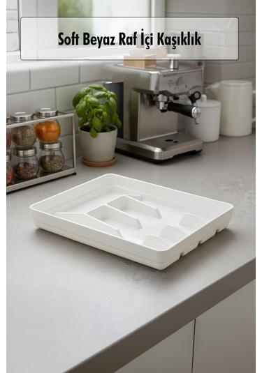 Soft Beyaz Akrilik Raf İçi Kaşıklık 26,5 34,5 4,5 Cm Beyaz