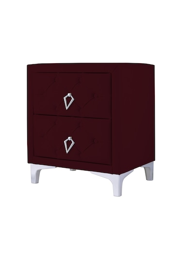 Ruby 2 Çekmeceli Komodin-silver Model Kapitoneli Yatak Odası Iki Çekmeceli Komodin&şifonyer Modeli Bordo