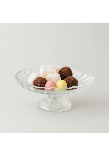 2 Li Ayaklı Cam Tabak Sunumluk Servis Tabağı Kase 6 13cm Şeffaf