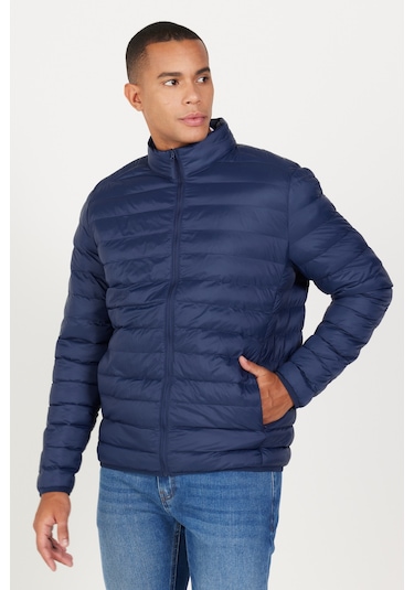 Erkek Lacı Standart Fit Normal Kesim Dik Yaka Mont Lacı Lacivert