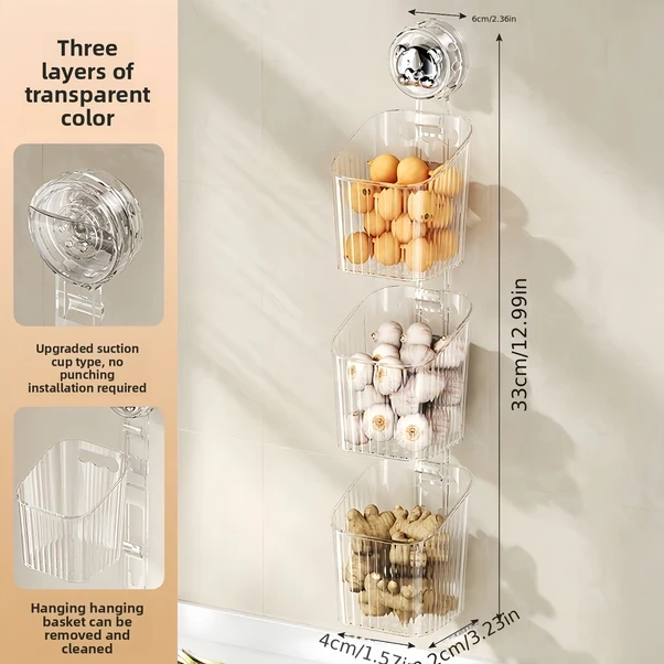 Sunshine011 3'lü Şeffaf Saklama Kutusu, Mutfak Ve Banyo Organizer Sepetleri, Raflı Yığılabilir Şeffaf Renk