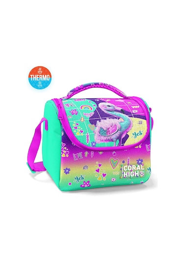 Coral High Kids Pembe Su Yeşili Flamingo Desenli Thermo Beslenme Çantası 11880