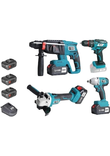 Catpower 1380 Vidalama + Kırıcı + Taşlama + Somun Kömürsüz Akülü 4'lü Set