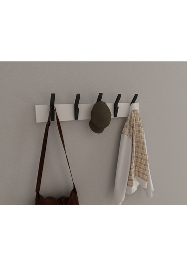 Hepsi3boyutlu Modern Duvar & Kapı Kanca Askılık - 5 Adet Siyah Kanca Askılık - Model No : 3 Siyah