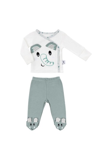 Gezenbebe Hero Bebekler İçin Nakışlı Zıbın Ve Patikli Pantolon Set 6-9 Ay