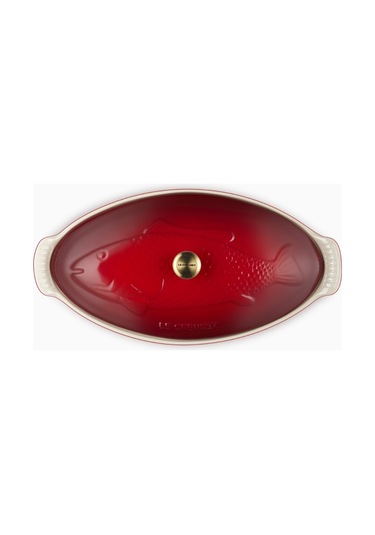Le Creuset Kapaklı Seramik Balık Pişirme Kabı, 34 Cm Seramik Tava Kırmızı