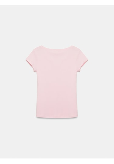 Dilvin 32688 %100 Pamuk Basic T-shirt-toz Pembe