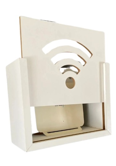 Duvar Düzenleyici Ahşap Dekoratif Beyaz Wifi Kutusu