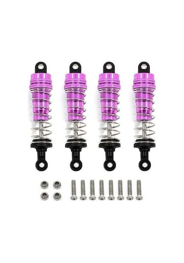 Novahub Wltoys 1/14 144001 Araçlar İçin 4 Adet Mor Metal Amortisör Seti - Alüminyum Amortisörler, 61-74cm Uzunluk, Optimizasyonlu Amortisörler
