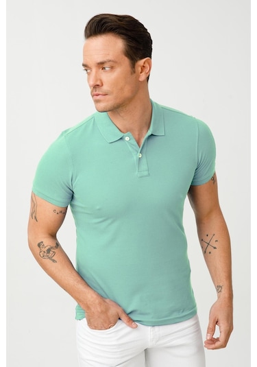 Igs Modernfit Dar Kalıp Erkek Polo Yaka Tişört Turkuaz