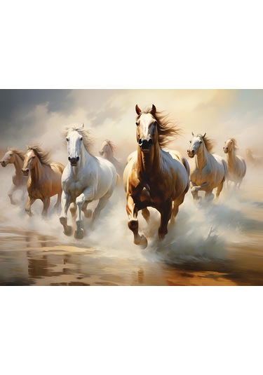 Koşan Atlar Ev Duvar Salon Ofis Dükkan Hediyelik Dekarasyon Süsü Ölçü Seçiniz