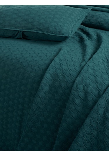 Elvira Yatak Örtüsü Seti Çift Kişilik Koyu Yeşil Kutulu Yeşil