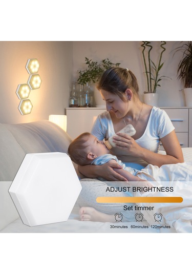 Rgb Led Renk Değiştiren Altıgen Dolap Işığı Beyaz 6 Adet Beyaz