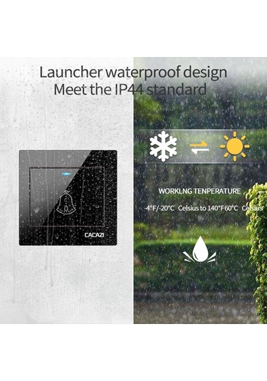 Cacazı H10 1 For 1 Kablosuz Akıllı Kapı Zili, Fiş: Ab Fiş Siyah