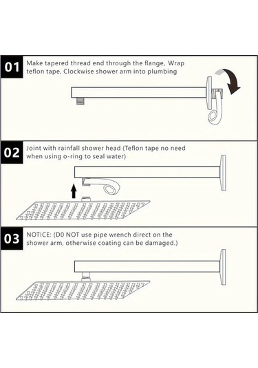 Fastbuy Challenger Altın 40cm Ayarlanabilir Yağmur Duş Kolu Ptfe Contalı Sızdırmaz 304 Paslanmaz Çelik Altın Altın