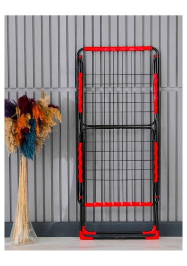 Devecioğlu MM027 Noax Kalın Telli Kanatlı Çamaşır Kurutmalık Kırmızı - Siyah