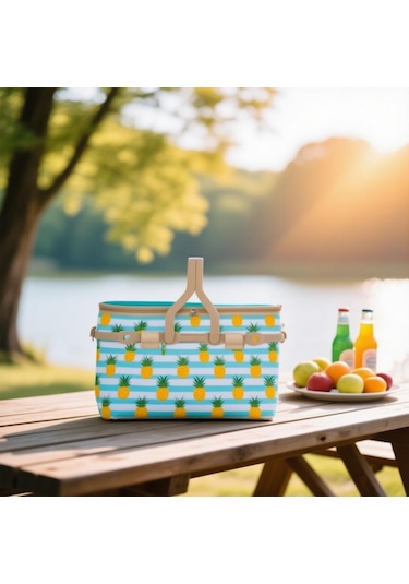 25 Lt Piknik Sepeti 1072 Picnic Bag Yeşil - Sarı