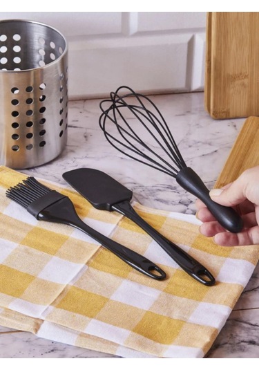 Perotti 15398 Mundo 3'lü Set Çırpıcı,spatula Ve Fırça Çırpıcı Seti Siyah Renkli