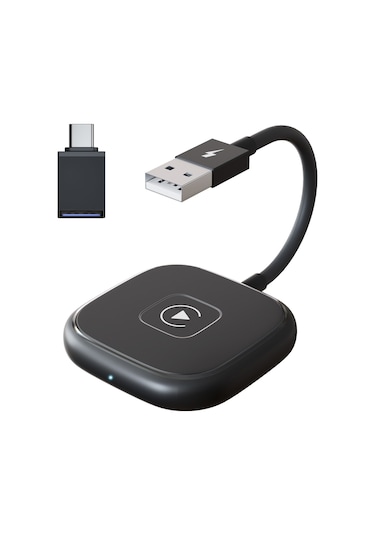 Maiyame Apple İphone İçin Kablosuz Carplay Dönüştürücü, Araç İçin Akıllı Multimedya Adaptörü, Siyah Kare Desenli, Usb/type-c Desteğiyle Kolay Kurulum