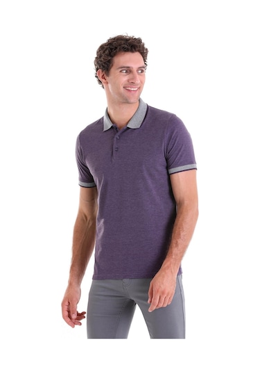 Hatemoğlu Mürdüm Regular Fit Düz Pamuklu Polo Yaka Tişört Mürdüm