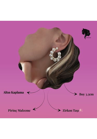 Çiçek Model Zirkon Taşlı Abiye Gold Renk Küpe Altın