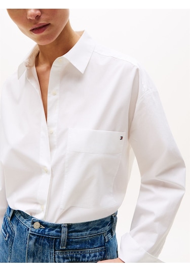 Tommy Hilfiger Ess Poplın New Easy Shırt Kadın Beyaz Gömlek - Ww0ww45892 Tommy Hilfiger Ess Poplın New Easy Shırt Kadın Beyaz Gömlek - Ww0ww45892