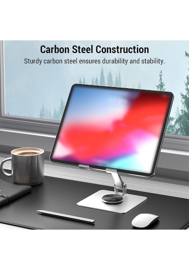 Reedark Gri Metal Dikey/taşınabilir Tablet Tutucu - 360 Döner, Çok Açıklı, Soğutucu Tasarım, İpad Uyumlu Ve Tüm Tabletler İçin Masaüstü Stant